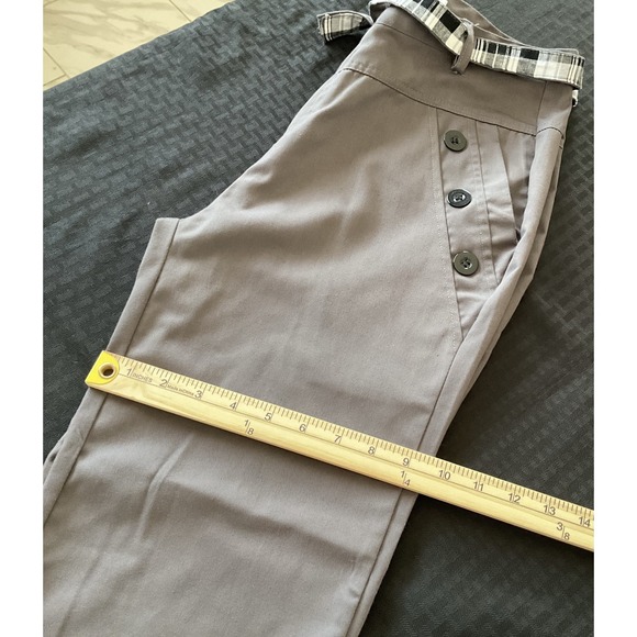 Msz Homme Pants Women's 2XL Gray Button Pocket Plaid Trim Casual Trousers XXL - Picture 10 of 11